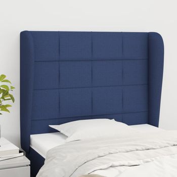 Cabecero Cama | Panel De Cabecera Con Orejas De Tela Azul 103x23x118/128 Cm Cfw1365374