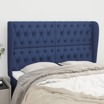 Cabecero Cama | Panel De Cabecera Con Orejas De Tela Azul 147x23x118/128 Cm Cfw1690098