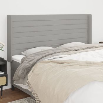 Cabecero Cama | Panel De Cabecera Con Orejas De Tela Gris Claro 163x16x118/128 Cm Cfw6948655