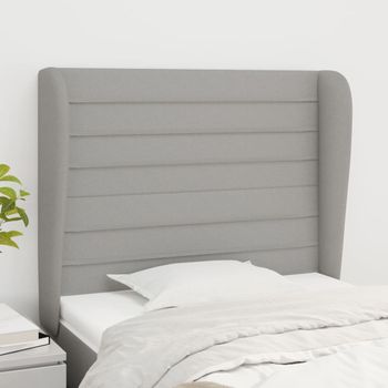 Cabecero Cama | Panel De Cabecera Con Orejas De Tela Gris Claro 83x23x118/128 Cm Cfw6413473