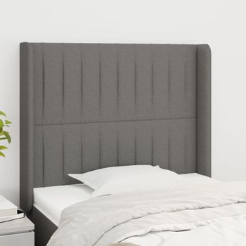 Cabecero Cama | Panel De Cabecera Con Orejas De Tela Gris Oscuro 83x16x118/128 Cm Cfw9335253