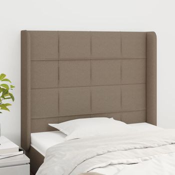 Cabecero Cama | Panel De Cabecera Con Orejas De Tela Gris Taupe 103x16x118/128 Cm Cfw8366950