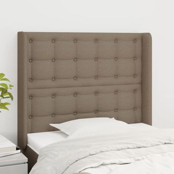 Cabecero Cama | Panel De Cabecera Con Orejas De Tela Gris Taupe 103x16x118/128 Cm Cfw8628772