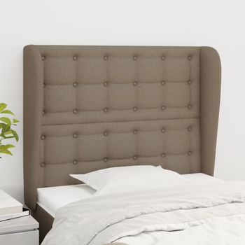 Cabecero Cama | Panel De Cabecera Con Orejas De Tela Gris Taupe 103x23x118/128 Cm Cfw7535169