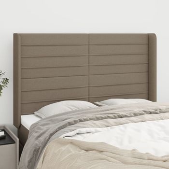 Cabecero Cama | Panel De Cabecera Con Orejas De Tela Gris Taupe 147x16x118/128 Cm Cfw4018657