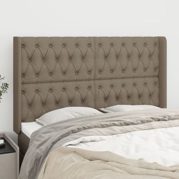 Cabecero Cama | Panel De Cabecera Con Orejas De Tela Gris Taupe 163x16x118/128 Cm Cfw8138553