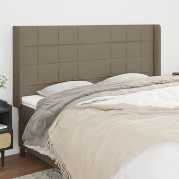 Cabecero Cama | Panel De Cabecera Con Orejas De Tela Gris Taupe 183x16x118/128 Cm Cfw5380478