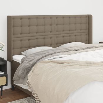 Cabecero Cama | Panel De Cabecera Con Orejas De Tela Gris Taupe 203x16x118/128 Cm Cfw7499756