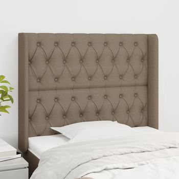 Cabecero Cama | Panel De Cabecera Con Orejas De Tela Gris Taupe 93x16x118/128 Cm Cfw9914996