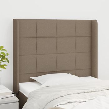 Cabecero Cama | Panel De Cabecera Con Orejas De Tela Gris Taupe 93x16x118/128 Cm Cfw7684788