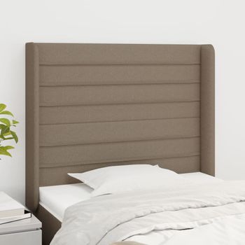 Cabecero Cama | Panel De Cabecera Con Orejas De Tela Gris Taupe 93x16x118/128 Cm Cfw4026445