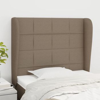 Cabecero Cama | Panel De Cabecera Con Orejas De Tela Gris Taupe 93x23x118/128 Cm Cfw8658778