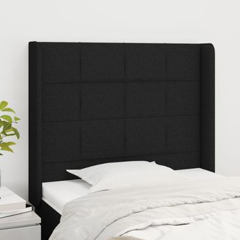 Cabecero Cama | Panel De Cabecera Con Orejas De Tela Negro 83x16x118/128 Cm Cfw3785817