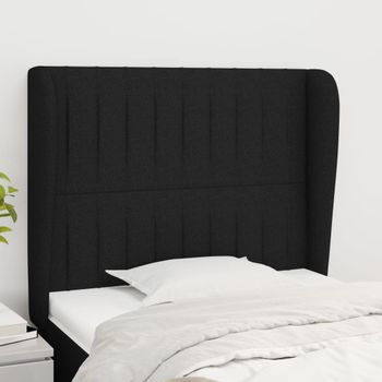 Cabecero Cama | Panel De Cabecera Con Orejas De Tela Negro 83x23x118/128 Cm Cfw5321671