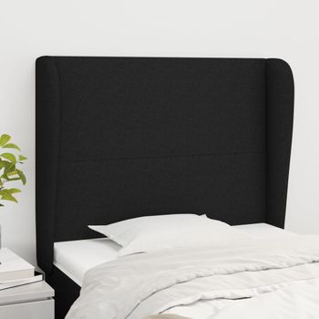 Cabecero Cama | Panel De Cabecera Con Orejas De Tela Negro 83x23x118/128 Cm Cfw1568780