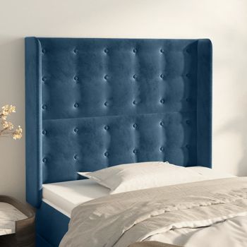 Cabecero Cama | Panel De Cabecera Con Orejas De Terciopelo Azul Oscuro 93x16x118/128 Cm Cfw4658498