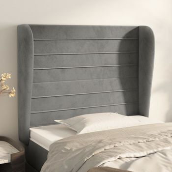 Cabecero Cama | Panel De Cabecera Con Orejas De Terciopelo Gris Claro 83x23x118/128 Cm Cfw9196282