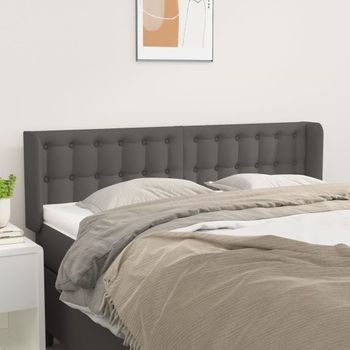 Cabecero Cama | Panel De Cabecera De Cuero Sintético Gris 147x16x78/88 Cm Cfw2461278