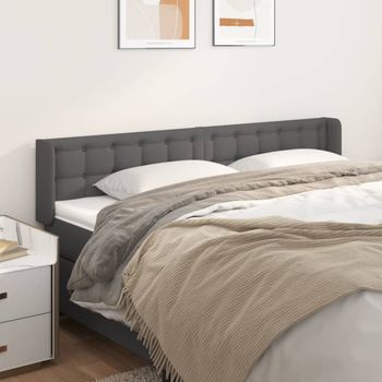 Cabecero Cama | Panel De Cabecera De Cuero Sintético Gris 163x16x78/88 Cm Cfw2962671