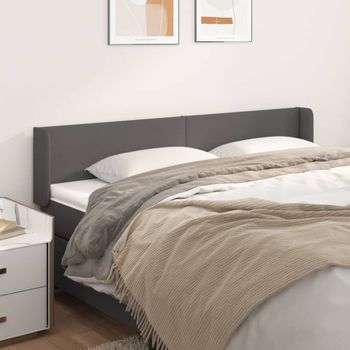 Cabecero Cama | Panel De Cabecera De Cuero Sintético Gris 183x16x78/88 Cm Cfw7132049