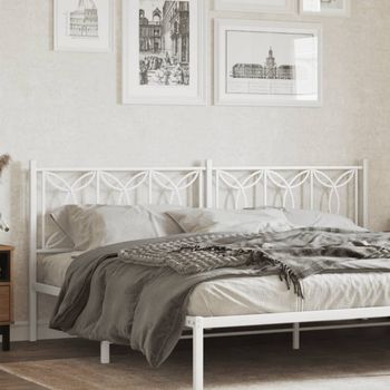 Cabecero Cama | Panel De Cabecera De Metal Blanco 200 Cm Cfw6362856