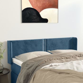 Cabecero Cama | Panel De Cabecera De Terciopelo Azul Oscuro 147x16x78/88 Cm Cfw1251575