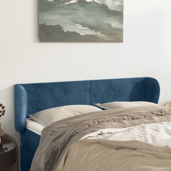 Cabecero Cama | Panel De Cabecera De Terciopelo Azul Oscuro 147x23x78/88 Cm Cfw9124165