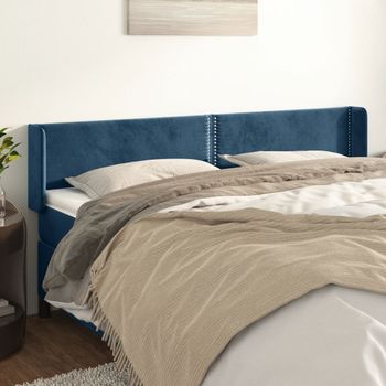 Cabecero Cama | Panel De Cabecera De Terciopelo Azul Oscuro 163x16x78/88 Cm Cfw8437223