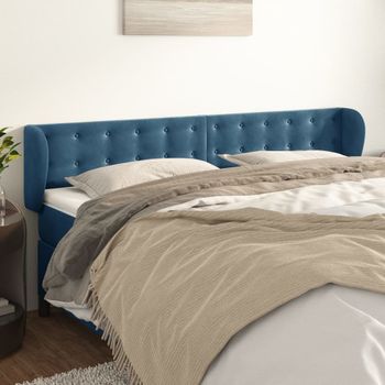 Cabecero Cama | Panel De Cabecera De Terciopelo Azul Oscuro 183x23x78/88 Cm Cfw8024605