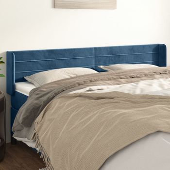 Cabecero Cama | Panel De Cabecera De Terciopelo Azul Oscuro 203x16x78/88 Cm Cfw8964084