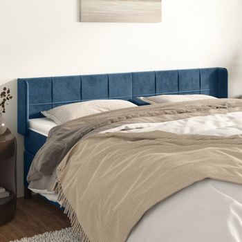 Cabecero Cama | Panel De Cabecera De Terciopelo Azul Oscuro 203x16x78/88 Cm Cfw5248974