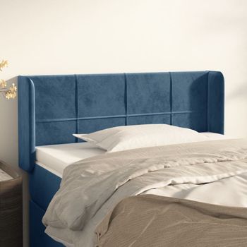 Cabecero Cama | Panel De Cabecera De Terciopelo Azul Oscuro 83x16x78/88 Cm Cfw8950234