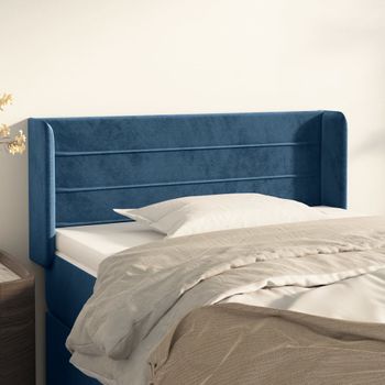 Cabecero Cama | Panel De Cabecera De Terciopelo Azul Oscuro 83x16x78/88 Cm Cfw4615838