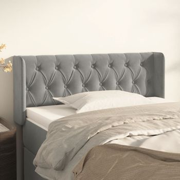 Cabecero Cama | Panel De Cabecera De Terciopelo Gris Claro 93x16x78/88 Cm Cfw6768330