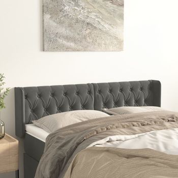 Cabecero Cama | Panel De Cabecera De Terciopelo Gris Oscuro 163x16x78/88 Cm Cfw3328141