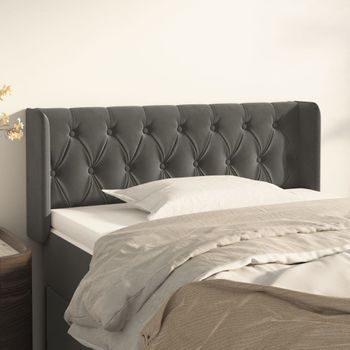 Cabecero Cama | Panel De Cabecera De Terciopelo Gris Oscuro 93x16x78/88 Cm Cfw3941928