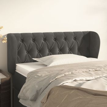 Cabecero Cama | Panel De Cabecera De Terciopelo Gris Oscuro 93x23x78/88 Cm Cfw9012830