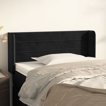 Cabecero Cama | Panel De Cabecera De Terciopelo Negro 103x16x78/88 Cm Cfw3178965