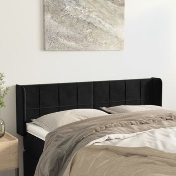 Cabecero Cama | Panel De Cabecera De Terciopelo Negro 147x16x78/88 Cm Cfw5574272