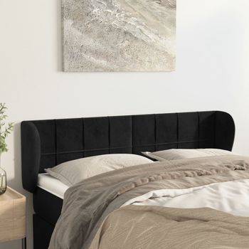 Cabecero Cama | Panel De Cabecera De Terciopelo Negro 147x23x78/88 Cm Cfw8060381