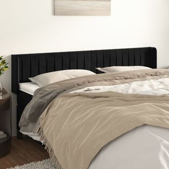 Cabecero Cama | Panel De Cabecera De Terciopelo Negro 183x16x78/88 Cm Cfw8840969