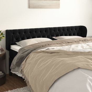 Cabecero Cama | Panel De Cabecera De Terciopelo Negro 183x23x78/88 Cm Cfw5816056