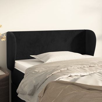 Cabecero Cama | Panel De Cabecera De Terciopelo Negro 93x23x78/88 Cm Cfw1249966