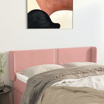 Cabecero Cama | Panel De Cabecera De Terciopelo Rosa 147x16x78/88 Cm Cfw5461458