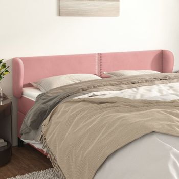 Cabecero Cama | Panel De Cabecera De Terciopelo Rosa 163x23x78/88 Cm Cfw7179332