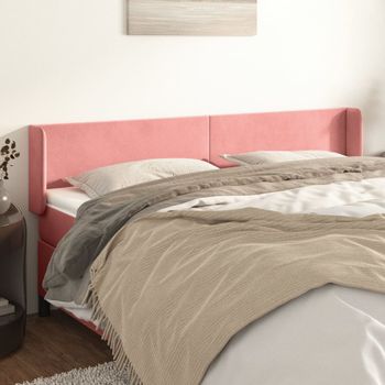 Cabecero Cama | Panel De Cabecera De Terciopelo Rosa 183x16x78/88 Cm Cfw2615892