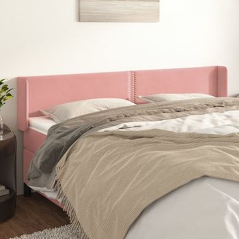 Cabecero Cama | Panel De Cabecera De Terciopelo Rosa 203x16x78/88 Cm Cfw2916408