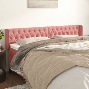 Cabecero Cama | Panel De Cabecera De Terciopelo Rosa 203x16x78/88 Cm Cfw9400228