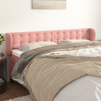 Cabecero Cama | Panel De Cabecera De Terciopelo Rosa 203x23x78/88 Cm Cfw9880896