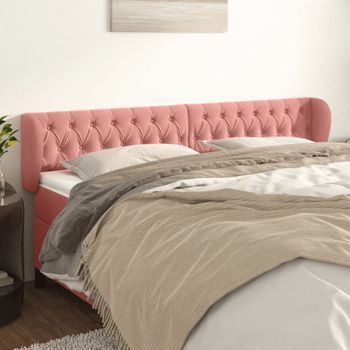 Cabecero Cama | Panel De Cabecera De Terciopelo Rosa 203x23x78/88 Cm Cfw4362633